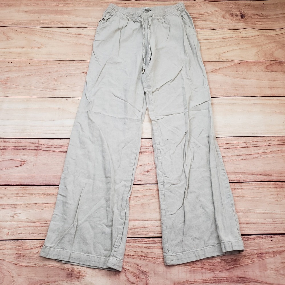 BAJEE Collection Pants Womens Large Linen Blend Wide Leg Drawstring Comfy Casual